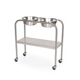 Stainless Steel Double Bowl Solution Stand With Shelf