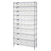 12"D Shelf and Bin Unit 36"W x 74"H Includes 48 Bins - (36) 10.875L x 5.5"W x 5"H; (12) 14.75"L x 14.75"W x 7"H
