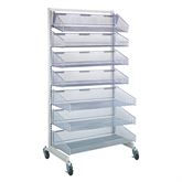 Mobile Wall System With 4- 11.875"D and 3- 17.875"D Baskets