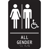 Restroom Sign with ADA and Braille All Gender H - 9" x 6