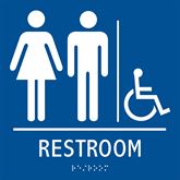 Restroom Sign with Braille 8" x 8