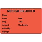 Medication Added MEDICATION ADDED - Black type on red label