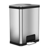 AirStep Technology Step Can 13gal Step Can with AirStep Technology - Stainless Steel with Black Trim - 16.5"W x 10.5"D x 21.5"H