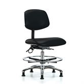 Bench Height Vinyl ESD Armchair 24"W x 18"D x 51.5"H - Chrome Base Footring With Glides