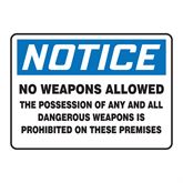 No Weapons Allowed Notice Sign 14"W x 10"H - Adhesive Vinyl