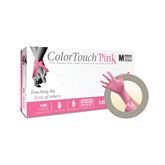 Colortouch Pink Powder Free Latex Exam Gloves Medium