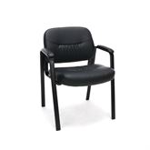 Leather Executive Side Chair with Padded Arms Leg Base