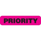Clerical Labels PRIORITY" - Fluorescent pink with black text - 1.625"W x 0.375"H