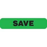 Clerical Labels SAVE" - Green with black text - 1.625"W x 0.375"H