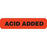 Urine Collection Labels ACID ADDED" - Orange with black text - 1.625"W x 0.375"H