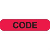 Phlebotomy/Specimen Receiving Labels CODE" - Red with black text - 1.625"W x 0.375"H