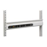 72"W Table Accessories Bin Rail with 6 Power Outlets for Double Bay Uprights