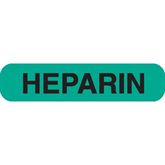Chemistry Labels HEPARIN" - Green with black text - 1.625"W x 0.375"H