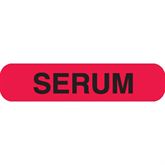 Chemistry Labels SERUM" - Red with black text - 1.625"W x 0.375"H