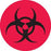 Biohazard Warning Labels Biohazard Symbol - Red with Black Text - 0.75"Dia