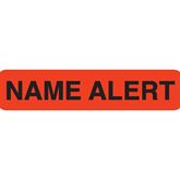 Clerical Medical Labels NAME ALERT" - Orange with black text - 1.625"W x 0.375"H