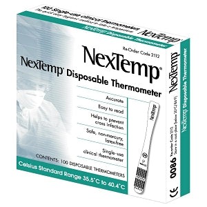 Medical Indicators NexTemp Disposable Thermometer - NexTemp Oral / Axillary Disposable Thermometer, 35.5°C to 40.4°C - 2112-20