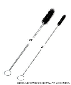 Justman Brush Company 24" Stiff Nylon Tube Brushes - Stiff Black Nylon Tube Brush, 1-3/4" Diameter, 24" Length - 715725