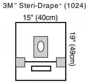 3M Healthcare Steri-Drape with Adhesive Aperture - Steri-Drape Small Drape with Adhesive Aperture and Pouch, 15" x 19" - 1024