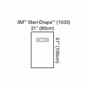 3M Healthcare Steri-Drape with Adhesive Aperture - Steri-Drape Medium Drape with Wide Adhesive Aperture, 31" x 51" - 1033