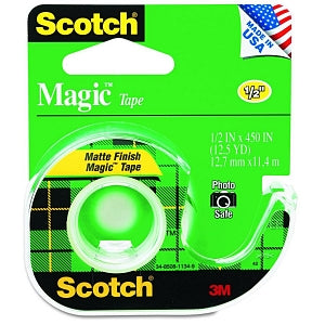 3M Healthcare Scotch Magic Tape - Magic Tape in Handheld Dispenser, 0.5" x 450", 1" Core, Clear - 104