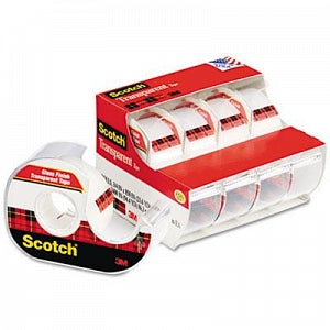 3M Scotch Transparent Tape - Transparent Tape and Handheld Dispenser, 0.75" x 850", 1" Core, Clear, 4/Pack - 4184
