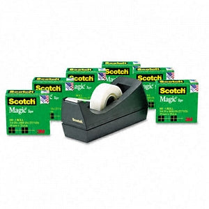 3M Healthcare Scotch Magic Tape - Magic Tape Value Pack with C38 Dispenser,.75" x 1000", 1" Core, Clear, 6/Pack - 810K6C38