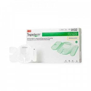 3M Healthcare Tegaderm Antimicrobial Transparent IV Dressing - Tegaderm Antimicrobial Advanced Securement Transparent IV Dressing, 2-3/4" x 2-3/8" - 9132