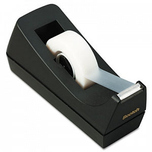 3M Desktop Tape Dispenser with 1" Core - Desktop Tape Dispenser, 1" Core, Weighted Nonskid Base, Black - C38-BK