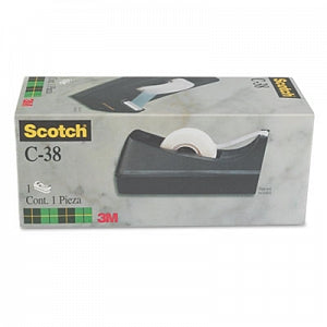 3M Desktop Tape Dispenser with 1" Core - Desktop Tape Dispenser, 1" Core, Weighted Nonskid Base, Black - C38-BK