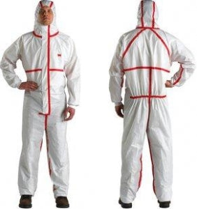 3M Healthcare Safety Work Wear Coveralls - Chemical Protective Coveralls with Hood, Knit Cuff and Elastic Ankle, Black, Size L - 4565-BLK-L