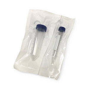 MTC Sterile 15 mL/50 mL Centrifuge Tubes - Polypropylene Conical-Bottom Centrifuge Tube with Screw Cap, 15 mL, 17 x 118 mm, Sterile, Individually Wrapped, 300/Case - C2615-W