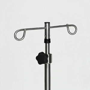 Mid Central Medical IV Poles - Stainless Steel IV Pole with 2 Hooks and 6 Legs, Adjustable Thumb Knob - MCM275