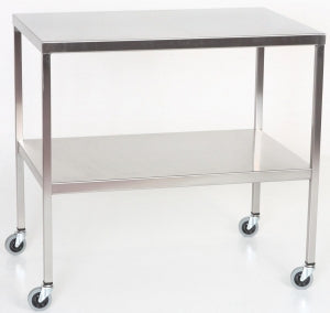 Mid Central Stainless Steel H-Brace Instrument Table - H-Brace Stainless Steel Instrument Table, 20" x 48" x 34" - MCM515