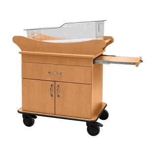 Amico with Drawer, Closed Door Storage, Table Marco Bassinets - Bassinet with 1 Drawer, 1 Cabinet and Pullout Table, Candlelight - BB-MMDD-01-CLP