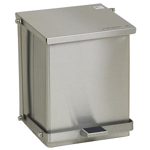 Detecto Stainless Steel Step-On Waste Cans - Step-On Stainless Steel Waste Can with 4 gal. Capacity, 13" H x 11.33" W x 12.625" D - C-16