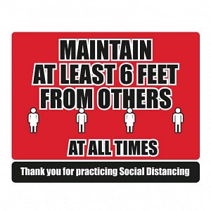 Heskins COVID-19 Floor Markers - Social Distance Sign, Red - COVFINS3
