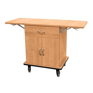 Amico Melamine Cupboard Delivery Carts - Melamine Delivery Cart with 1 Drawer, 1 Cupboard and 2 Flip-Up Side Tables, Candlelight - DC-LMDD-01-CLF2