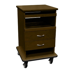Amico Melamine Fetal Monitor Carts - Melamine 2-Drawer Fetal Monitoring Cart with 2 Pullout Tables, Chocolate Pear - FC-JMD2-P201-CP