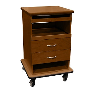 Amico Melamine Fetal Monitor Carts - Melamine 2-Drawer Fetal Monitoring Cart with 2 Pullout Tables, Medium Cherry - FC-JMD2-P201-MC