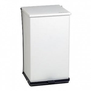 Detecto Step-On Waste Receptacles - Step-On Waste Can, Epoxy Finish, Steel, White, 100 qt. - P-100