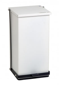 Detecto Step-On Waste Receptacles - Step-On Waste Can, Epoxy Finish, Steel, White, 48 qt. - P-48