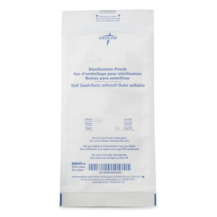 Medline Self-Seal Sterilization Pouches for Steam and Gas Only - Steam and Gas Self-Seal Sterilization Pouch, 5.25" x 10" - MPP100525GSZ
