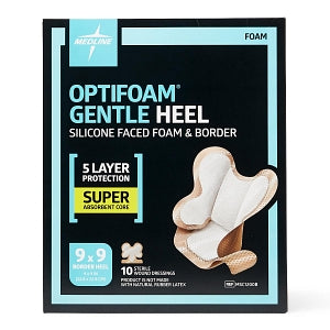 Medline Optifoam Gentle Silicone-Faced Foam and Border Heel Dressing - Optifoam Gentle Silicone-Faced Foam and Border Heel Dressing - MSC1200B