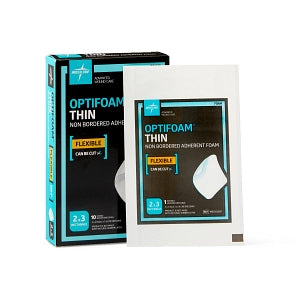 Medline Optifoam Thin Self-Adhesive Foam Dressing - Optifoam Thin Adhesive Foam Dressing, 2" x 3", in Educational Packaging - MSC1523EP