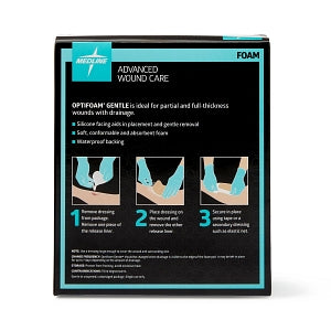 Medline Optifoam Gentle Silicone-Faced Foam Dressings - Optifoam Gentle Silicone-Faced Foam Dressing, 4" x 4", in Educational Packaging - MSC2244EP