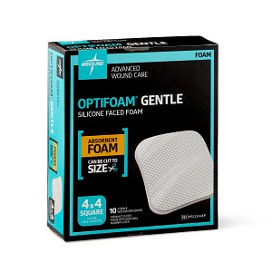 Medline Optifoam Gentle Silicone-Faced Foam Dressings - Optifoam Gentle Silicone-Faced Foam Dressing, 4" x 4", in Educational Packaging - MSC2244EP