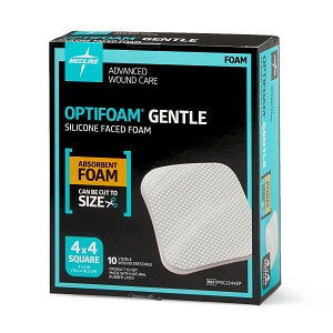 Medline Optifoam Gentle Silicone-Faced Foam Dressings - Optifoam Gentle Silicone-Faced Foam Dressing, 4" x 4", in Educational Packaging - MSC2244EP