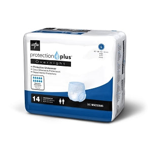 Medline Protection Plus Extended Wear Adult Underwear - Protection Plus Overnight Protective Underwear, Size L, for Waist Size 40"-56" - MSC53505