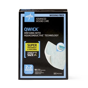 Medline Qwick Nonadhesive Wound Dressings with Aquaconductive Technology - Qwick Nonadhesive Dressing with Aquaconductive Technology, 2" x 2" - MSC5822